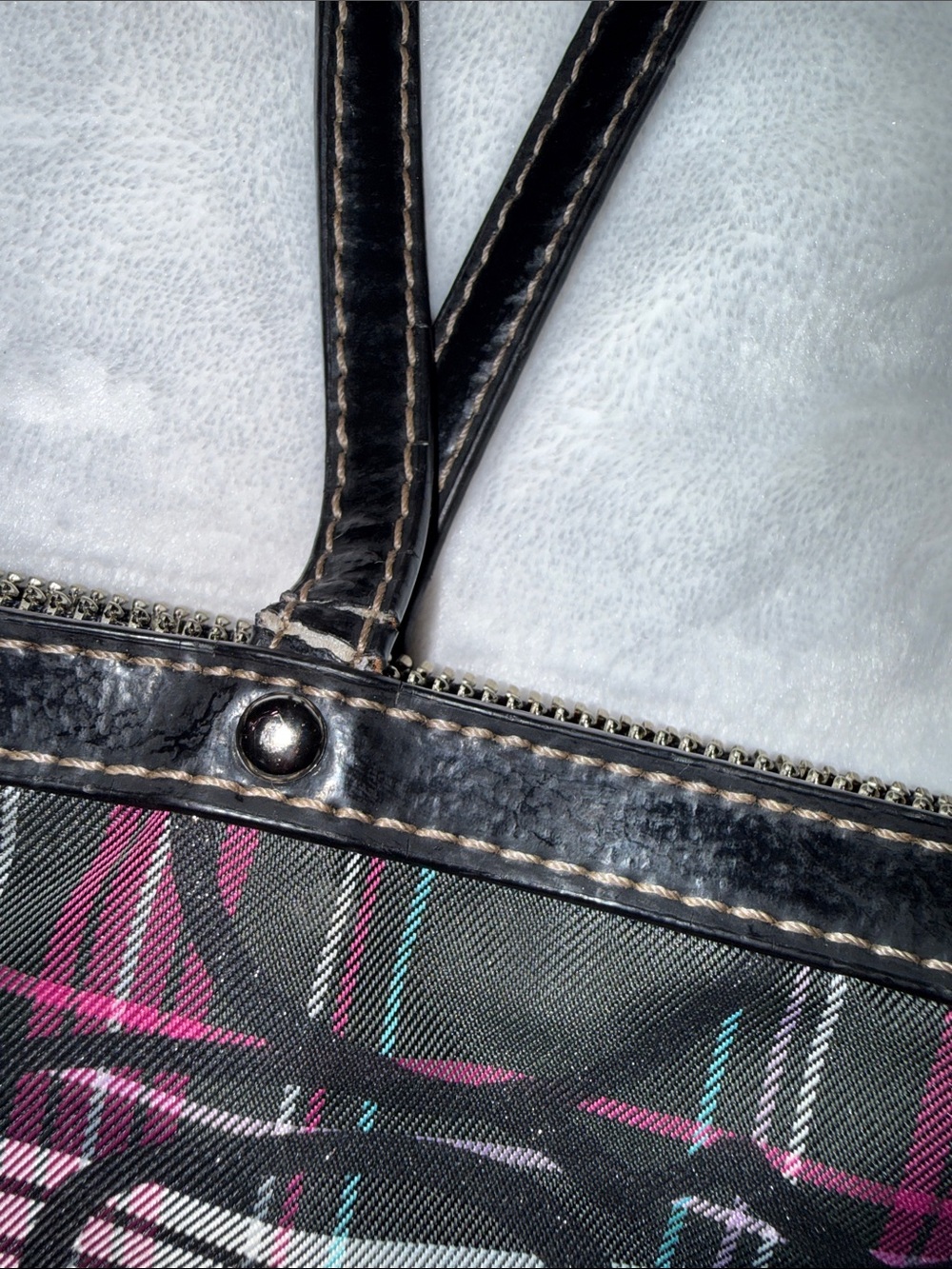 Coach Black Plaid Tote with Pink Accents - Picture 8 of 12